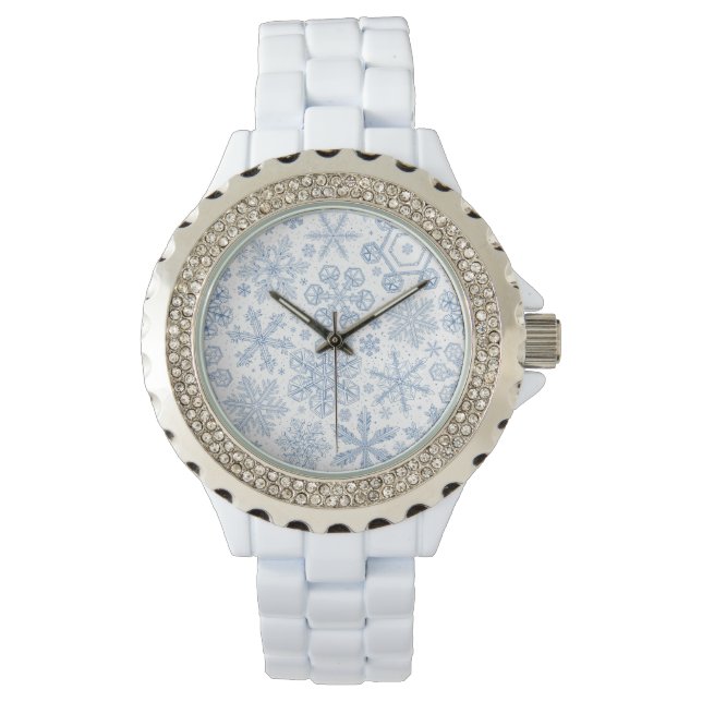 Grey Snowflakes on off white Watch (Front)