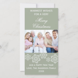 Grey Snowflakes Warmest Wishes Photo - Photo Card
