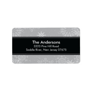 Grey Snowflakes Winter Holiday Return Address Label