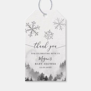 Grey Snowflakes Winter Wonderland Baby Shower Gift Tags