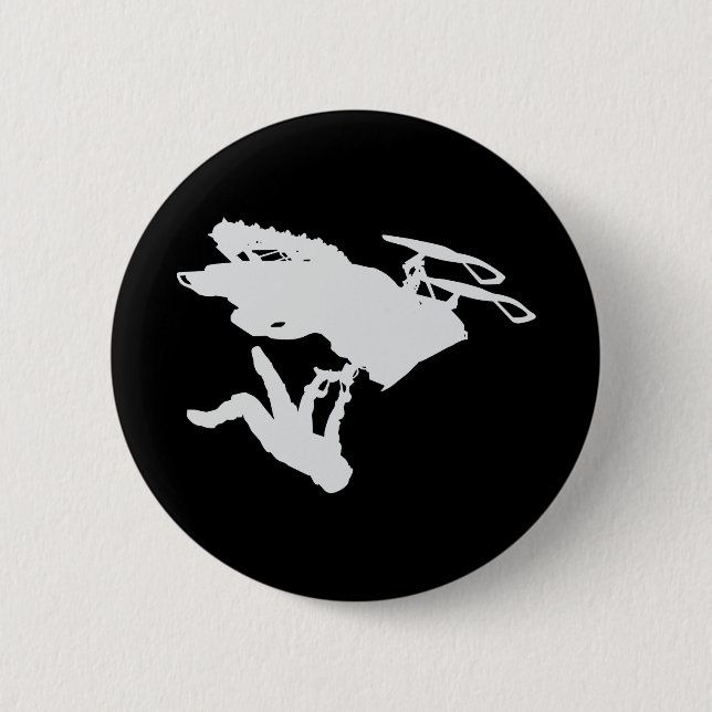 Grey Snowmobiler 6 Cm Round Badge (Front)