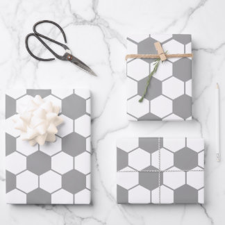 Grey Soccer ball pattern Wrapping Paper