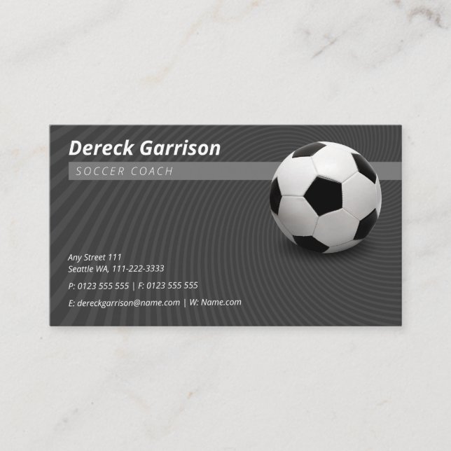 Grey Soccer Coach | Sport Business Card (Front)
