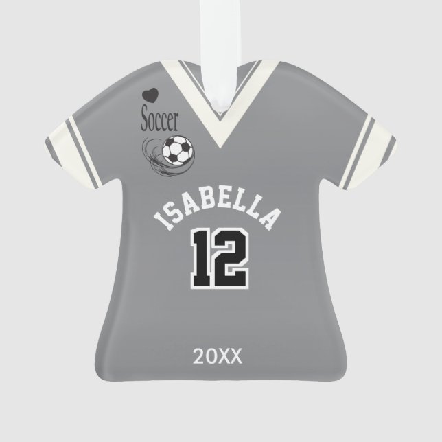Grey Soccer Shirt Ornament (Back)