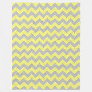 Grey Soft Yellow Chevron Pattern Fleece Blanket