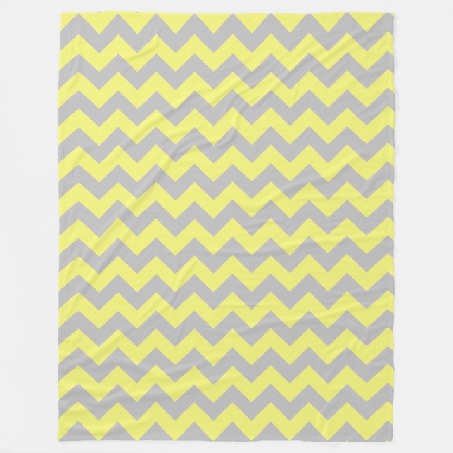 Grey Soft Yellow Chevron Pattern Fleece Blanket (Front)