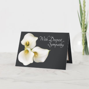 Grey Solid Colour Background Calla Lilies Sympathy Card