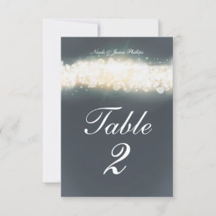 Grey Sparkle Light Blast Wedding Table Number Card