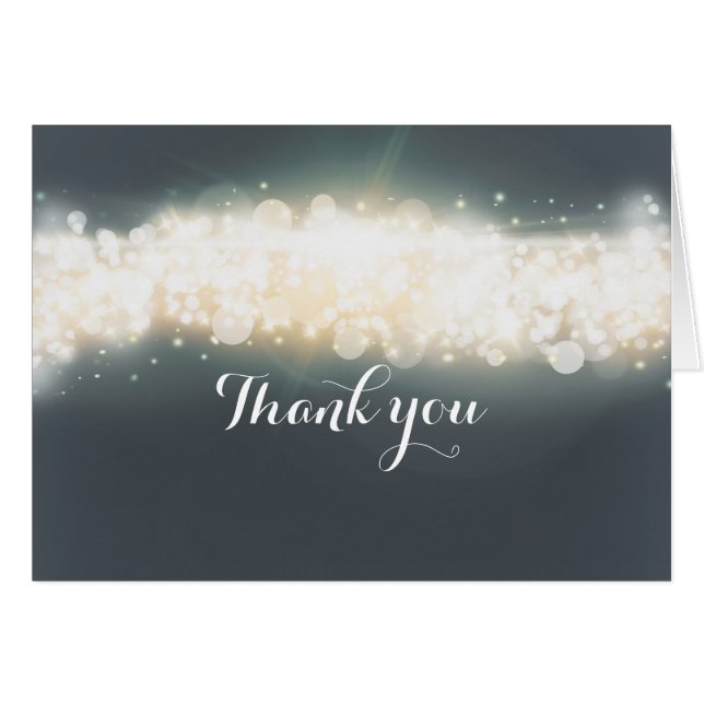 Grey Sparkle Lights Sky Blast Thank You Fold Card (Front Horizontal)