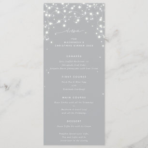 Grey Sparkling Lights Christmas Flat 4 Course Menu