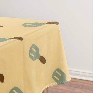 Grey spatula drawing pattern brown tablecloth