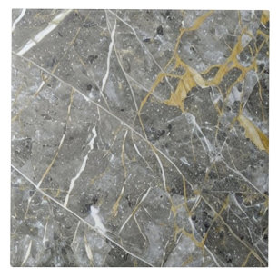 Grey Speckled Marble Effect with Pale Veins Tile