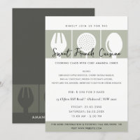 GREY SPOON FORK COOKERY CLASS INVITE TEMPLATE