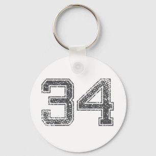 Grey Sports Jersey #34 Key Ring