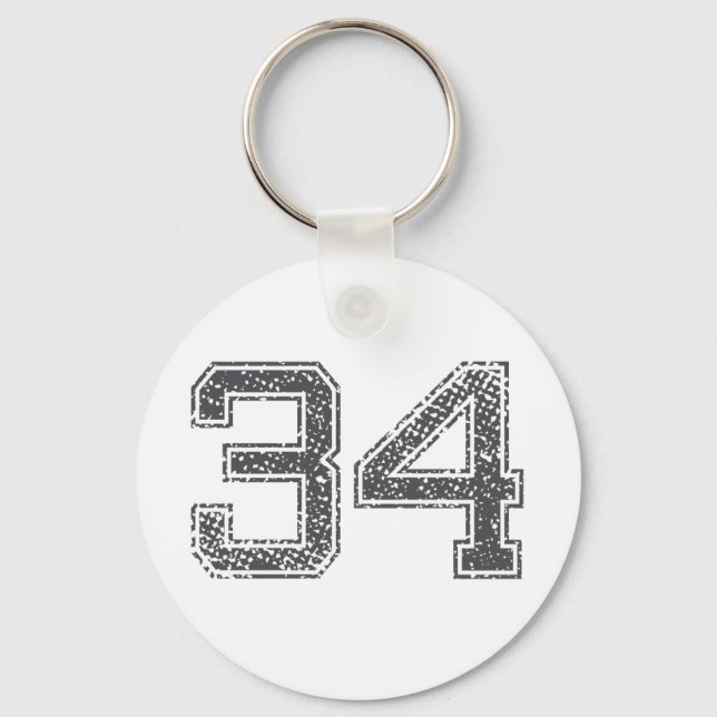 Grey Sports Jersey #34 Key Ring (Front)