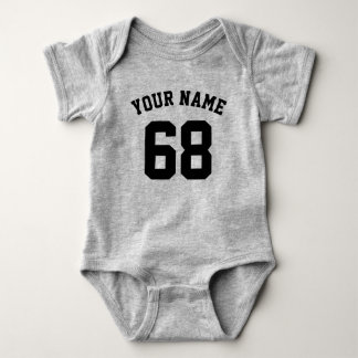Grey Sports Jersey Custom Name Number Baby Bodysuit