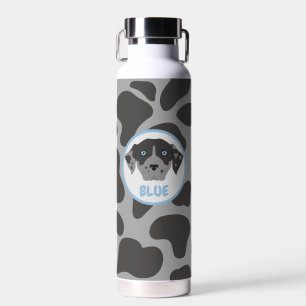 Grey, spotted dog pet  water bottle