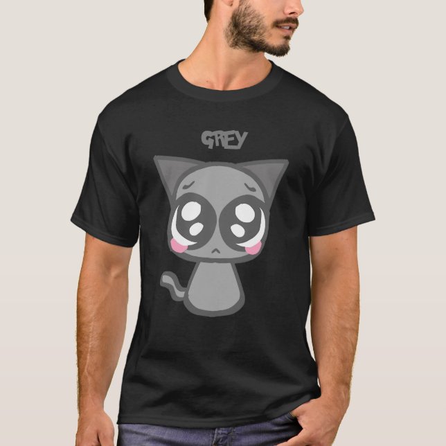 Grey Sprunki – Cute & Freckled Character Design T-Shirt (Front)