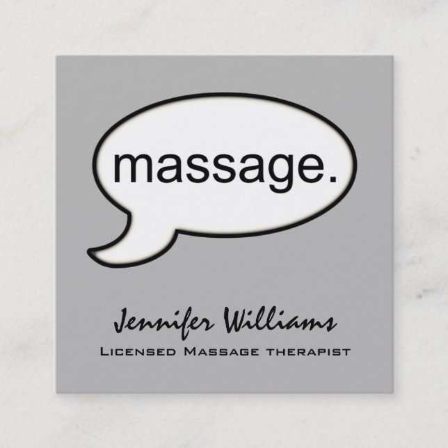 Grey Square Massage Therapist Appointment Card (Front)