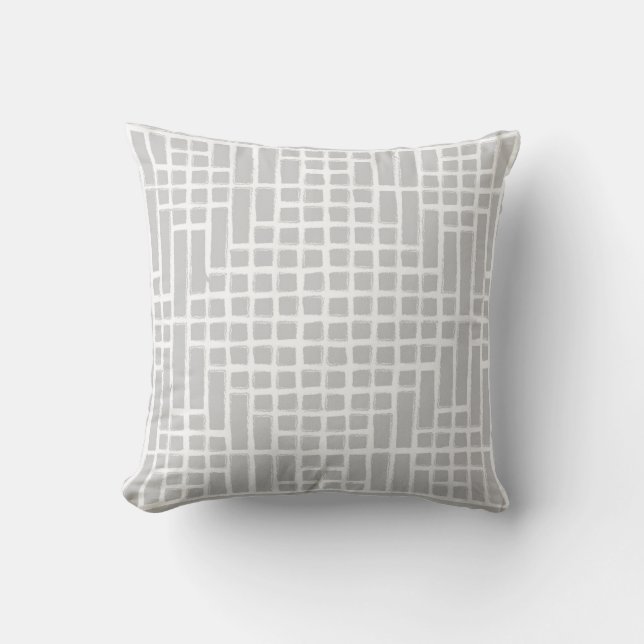 Grey Square Pattern Cushion (Front)
