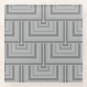 Grey square scales glass coaster