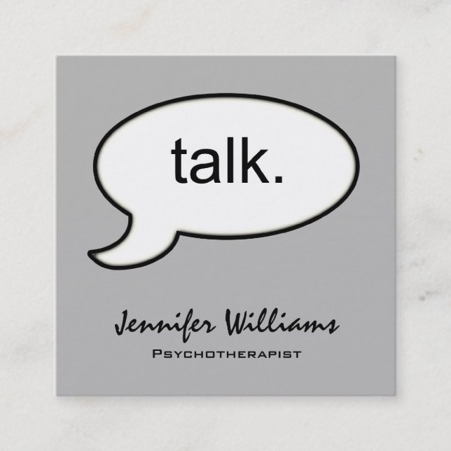 Grey Square Talk Psychotherapist Appointment Card (Front)