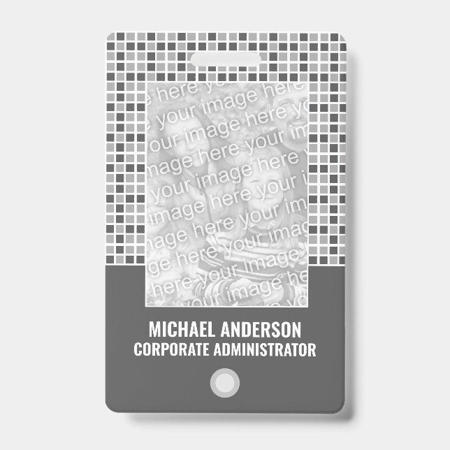 Grey Squares Pattern ID Badge (Front)