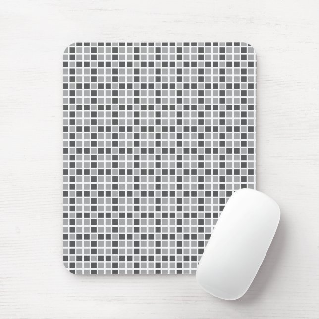 Grey Squares Pattern Mouse Mat (With Mouse)