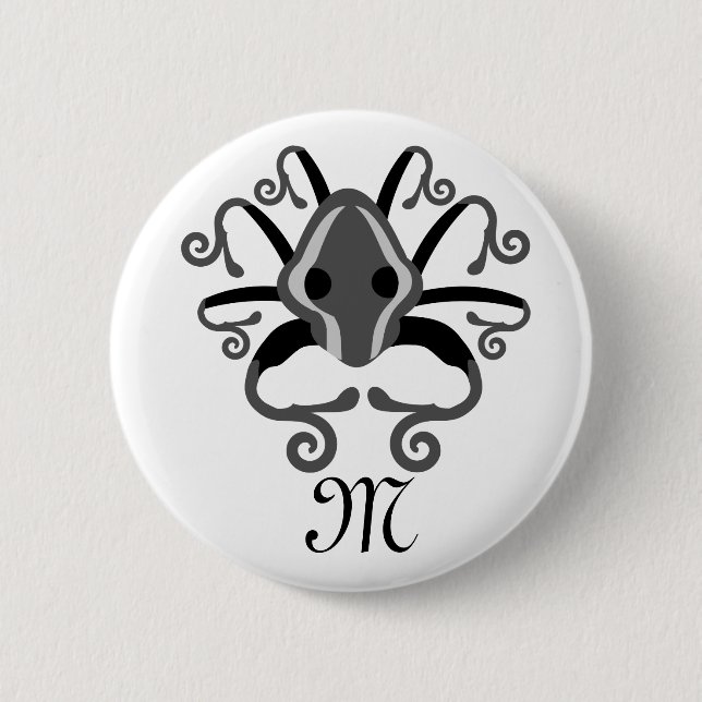 Grey Squid Monogram 6 Cm Round Badge (Front)