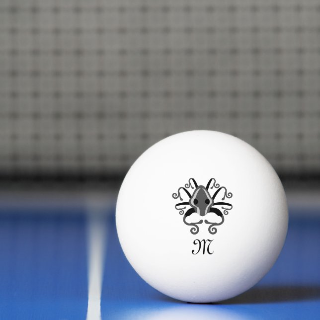 Grey Squid Monogram Ping Pong Ball (Net)