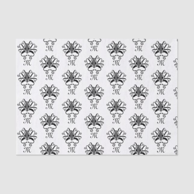 Grey Squid Monogram Tissue Paper (Front)