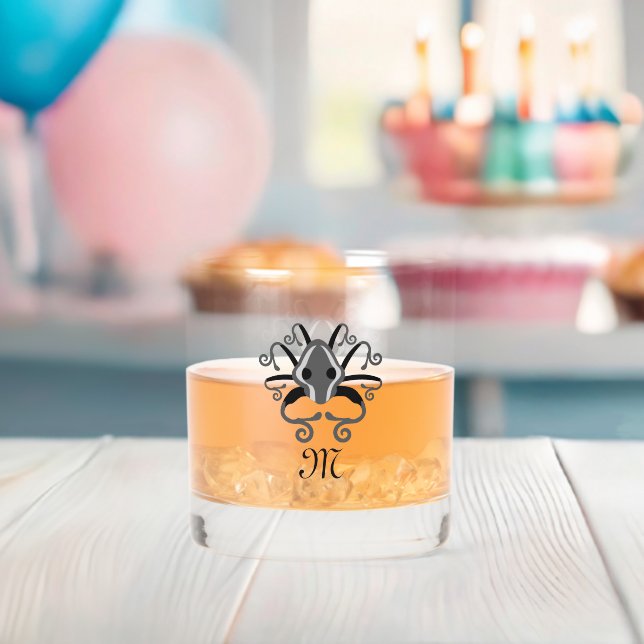 Grey Squid Monogram Whiskey Glass (Insitu (Baby Shower))