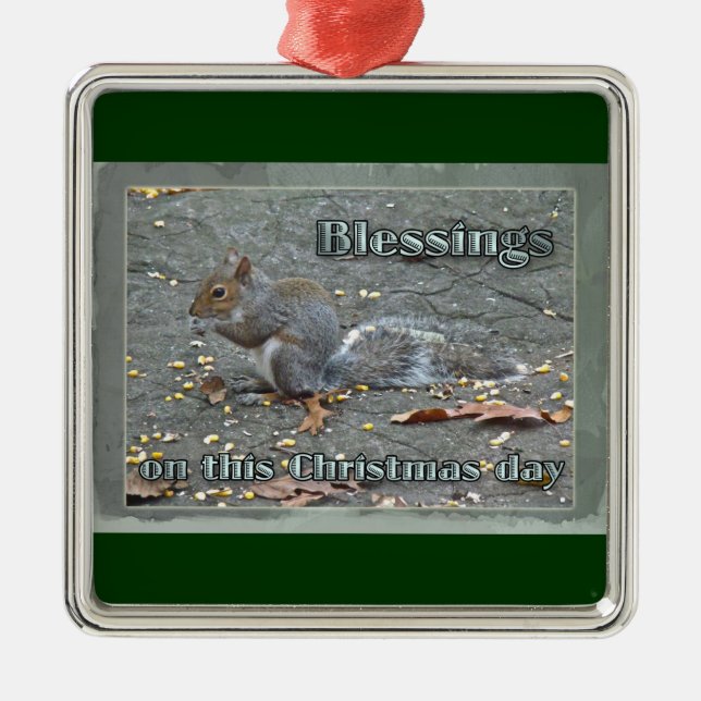 Grey Squirrel Christmas Series Metal Tree Decoration (Front)