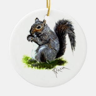 Grey Squirrel double sided ornament