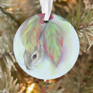 Grey Squirrel in Dogwood Leaves Personalised Ornament