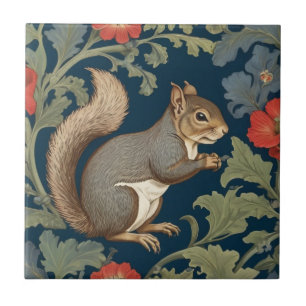Grey Squirrel William Morris style Right Facing Tile