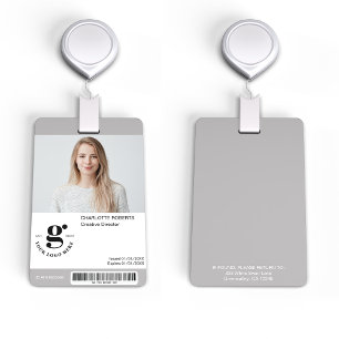Grey Staff Photo ID Badge with Barcode