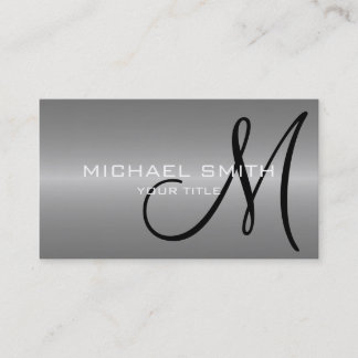 Grey Stainless Steel Metal Monogram Business Card