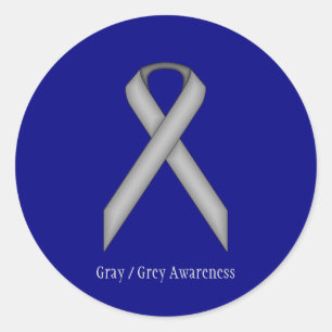 Grey Standard Ribbon by Kenneth Yoncich Classic Round Sticker