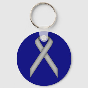 Grey Standard Ribbon by Kenneth Yoncich Key Ring
