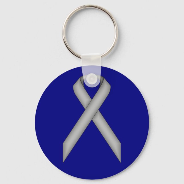 Grey Standard Ribbon by Kenneth Yoncich Key Ring (Front)