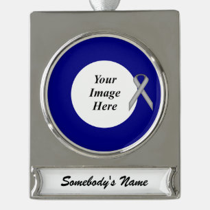 Grey Standard Ribbon Template by Kenneth Yoncich Silver Plated Banner Ornament