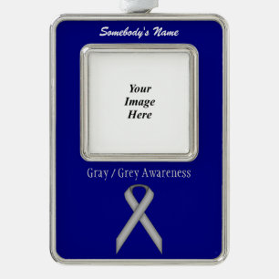Grey Standard Ribbon Tmpl (V-O) by Kenneth Yoncich Silver Plated Framed Ornament