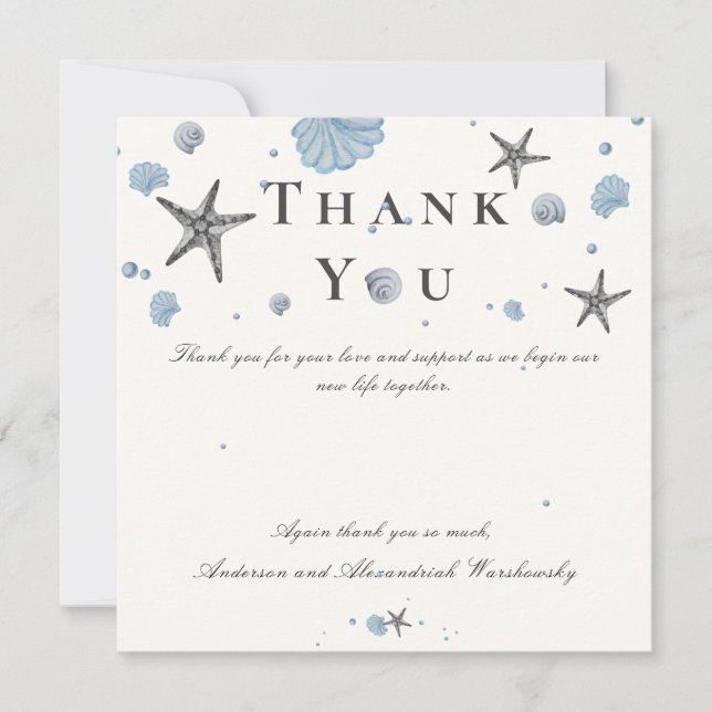 Grey Starfish Blue Beach Wedding  (Front)