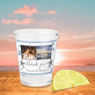 Grey Starfish Blue Beach Wedding Thank You  Shot Glass
