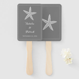 Grey Starfish Wedding Hand Fans