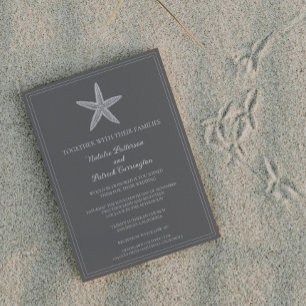 Grey Starfish Wedding Invitation