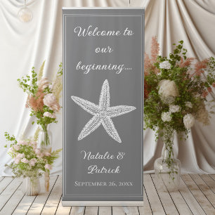Grey Starfish Wedding Retractable Banner