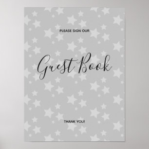 Grey Stars Modern design Book Sign Poster
