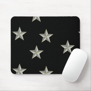 grey stars on black mouse mat